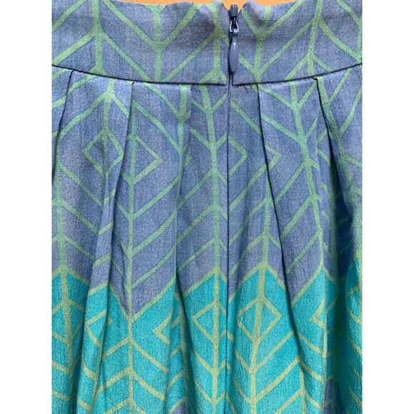 MORGAN CARPER Anthropologie Blue Multi 100% Silk Pleated SERI Midi Skirt SMALL - Picture 10 of 15